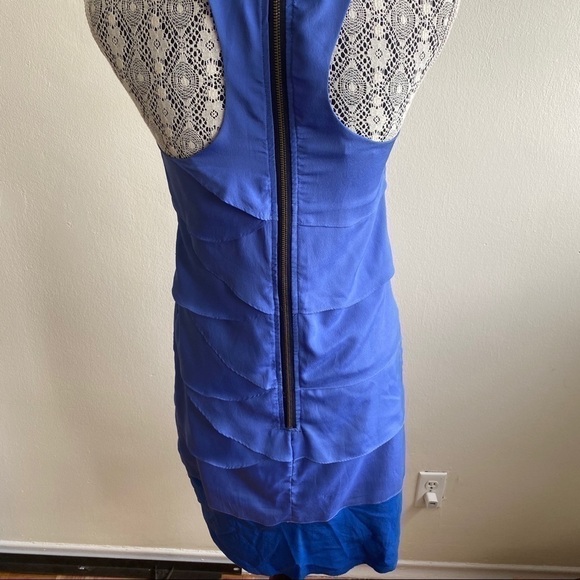 LUSH Blue Silk Blend Ruffle Swinger Dress - Picture 4 of 6